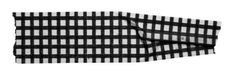 black patterned sticker paper tape isolated on transparent background