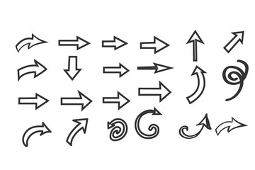 Vector art of set of various arrow shapes collection of different direction pointers, navigation icons, and graphic elements for web design