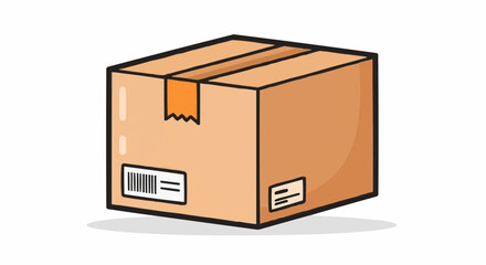 Cartoon vector illustration of a sealed brown cardboard box, symbolizing e-commerce, global logistics, and efficient delivery services