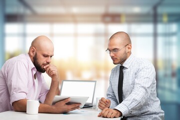 Manager, training of business people in meeting in office