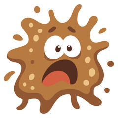 brown bacteria virus disease cartoon character flat color vector illustration template design
