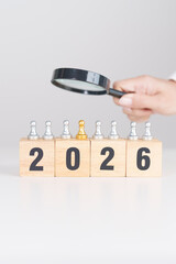 2025 end year to Happy New Year 2026 with magnifying glass and people. hiring, employee, recruitment, job, SEO and jobless, Human resource management, Recruitment, leadership and toxic people