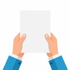 Two hands holding a blank white paper document