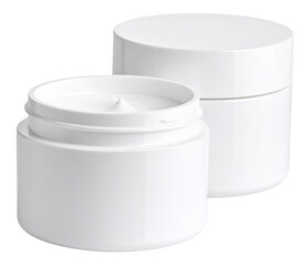group of white cosmetic container isolated on white background
