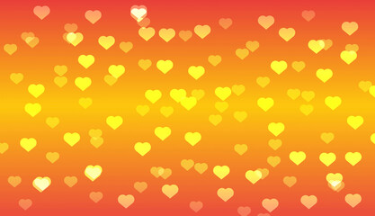 Radiant Heart Glow Background – Red to Yellow Gradient Love Design. abstract background with hearts