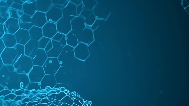 Abstract Blue Network Background with Hexagonal Structures