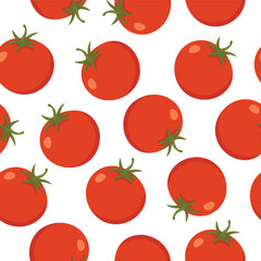 Tomato Seamless Pattern, Vector Illustration. Red Vector Background with Ripe Tomatoes. Repeat Tile for Kitchen Design, Tomato Wallpaper, Textile, Packaging, Wrapping Paper, Fabric
