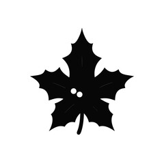 Silhouette of a five point maple leaf art on transparent background