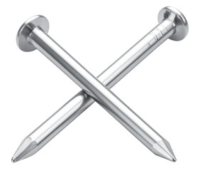 pile of silver nails in cross form isolated on white background