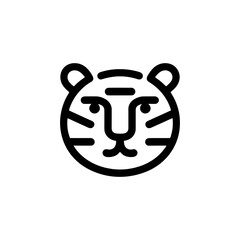 Minimalist Tiger Face Icon in Bold Line Art