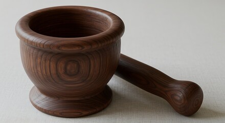 Wooden mortar and pestle culinary tool for food preparation