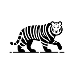 Bold Monochromatic Tiger Illustration for Striking Visual Designs