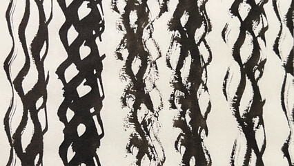 A hand-drawn wave illustration with a brush, brush-drawn rough lines, brush-drawn drawing