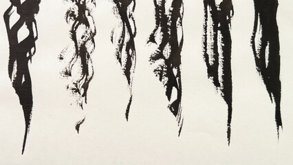 A hand-drawn wave illustration with a brush, brush-drawn rough lines, brush-drawn drawing