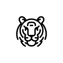 Elegant Tiger Face Outline Illustration for Minimalist Design