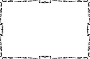 Vintage Ornate Rectangular Decorative Frame Border - Black Scrollwork Design. 1096