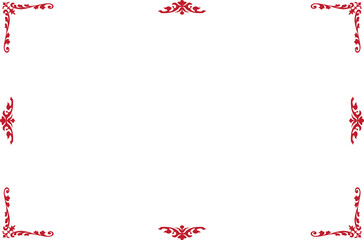 Vintage Ornate Rectangular Decorative Frame Border - Red Scrollwork Design. 1102