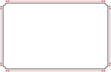 Obraz premium Vintage Ornate Rectangular Decorative Frame Border - Black and Red Scrollwork Design. 1103