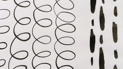 abstract painting drawn with a brush, rough lines drawn with ink and brush, drawing of rough lines painted with a brush