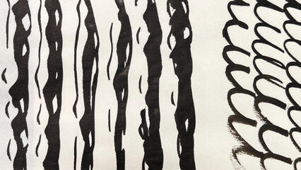 A hand-drawn wave illustration with a brush, brush-drawn rough lines, brush-drawn drawing