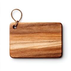 Fototapeta premium A wooden tag with a natural finish and a looped string for hanging, ideal for labeling or gift tags.