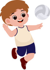 Illustration of Boy Playing Volleyball