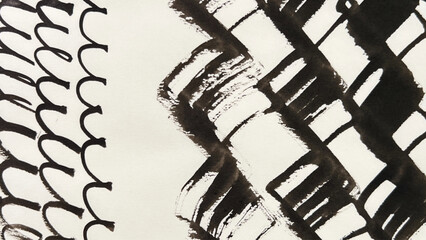 abstract painting drawn with a brush, rough lines drawn with ink and brush, drawing of rough lines painted with a brush
