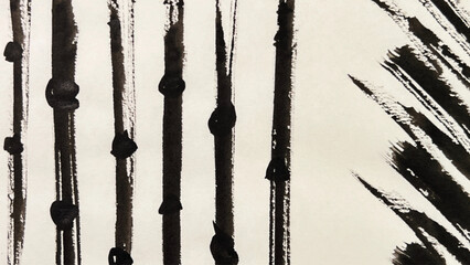 abstract painting drawn with a brush, rough lines drawn with ink and brush, drawing of rough lines painted with a brush