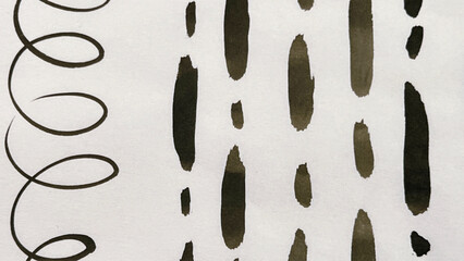 abstract painting drawn with a brush, rough lines drawn with ink and brush, drawing of rough lines painted with a brush