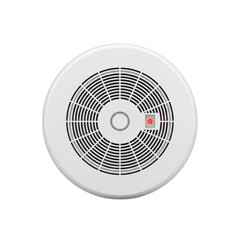 White smoke detector with indicator light isolated, crucial for safety awareness and protection in