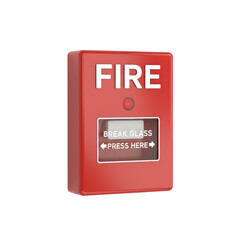 Fire alarm device with 'Break Glass' inscription, a safety instrument for quick response and