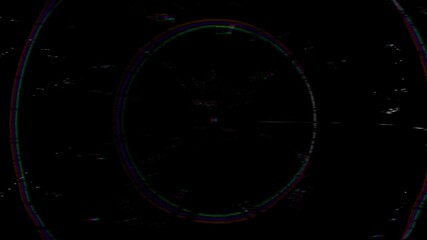 Dark circular glitch in a black background. Ideal for dramatic transitions, digital horror themes, or cinematic intros