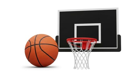 Basketball and Hoop - A Focused Shot of the Game Equipment.
