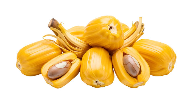 Pile of ripe jackfruit isolated on transparent background, a tropical fruit known for its unique flavor and aroma, often used in vegetarian and vegan cuisine