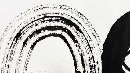 abstract painting drawn with a brush, rough lines drawn with ink and brush, drawing of rough lines painted with a brush