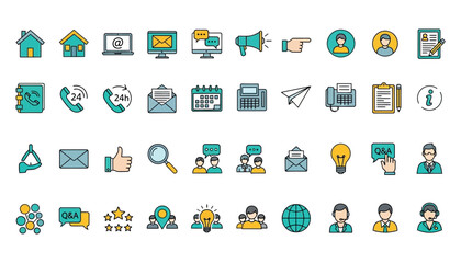 Fototapeta premium Vector art of collection of communication and business icons