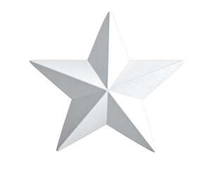 Fototapeta premium A five-pointed star in shades of white, set against a white background