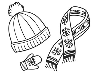 Winter Hat and Scarf Set Drawing