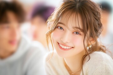 授業を受ける女子大生