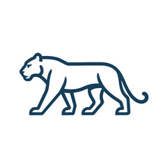 Fototapeta premium Striking Linear Panther Illustration in Bold Blue Line