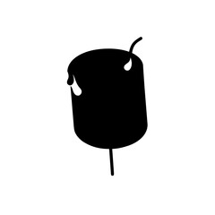 Obraz premium Black marshmallow on a stick with dripping on transparent background silhouette