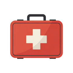 Fototapeta premium Red first aid kit with white cross symbol isolated on transparent background