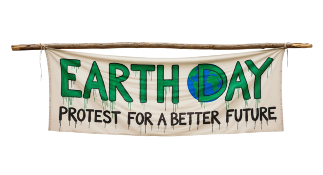 Earth Day protest sign isolated, banner for a better future