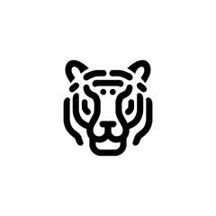 Minimalist Tiger Head Vector Illustration with Clean Lines