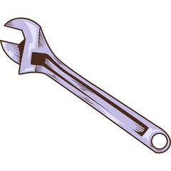 Adjustable wrench tool with metallic silver finish and brown grip detail isolated on a white background