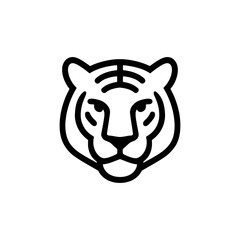 Minimalist Tiger Face Illustration in Clean Line Art