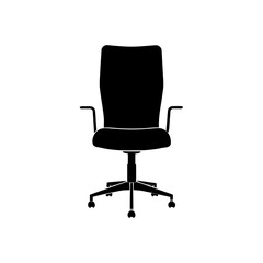 Fototapeta premium Black silhouette of an office chair view on transparent background