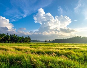 Fototapeta premium green field and blue sky