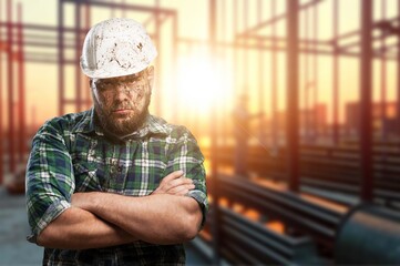 A construction worker working on building site