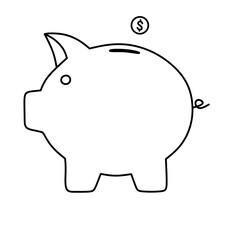 Whimsical outline piggy bank icon representing financial savings and wealth accumulation concept